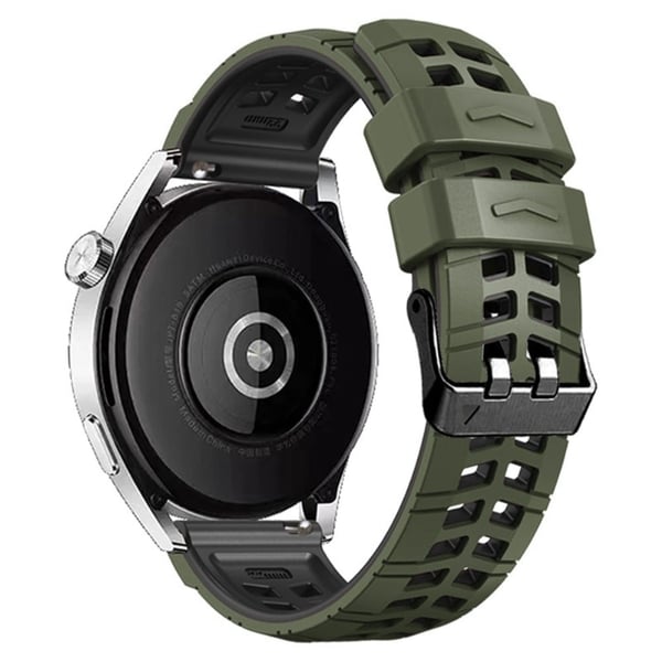 22mm universaali silikoninen teksturoitu hihna - Armeijan Vihreä / Musta