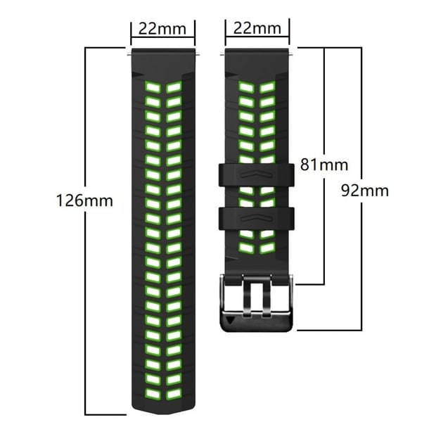 22mm Universal silikone tekstureret rem - Militærgrøn / Sort