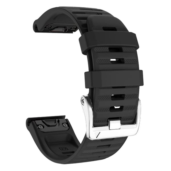 26mm silikonihihna Garmin-kelloon hopeisella soljella - Musta