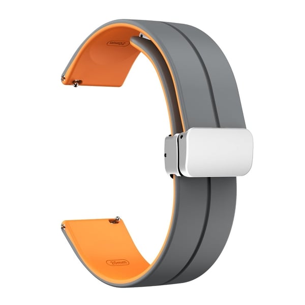 22 mm universal silikonerem i to farver med sølvspænde - Grå / Orange