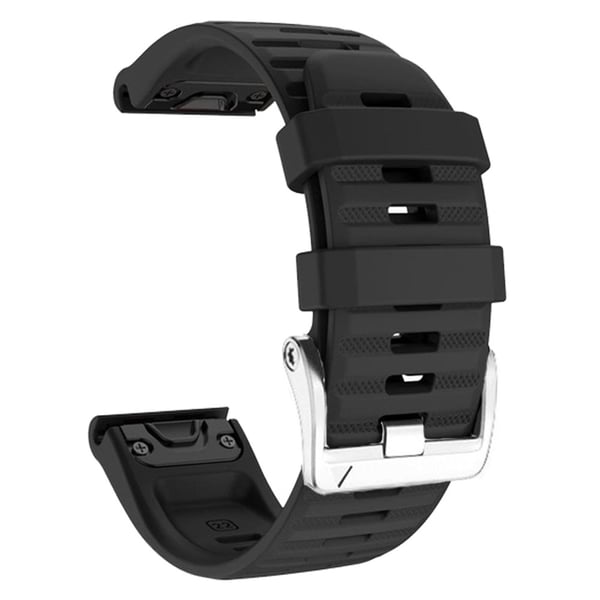 Silikonerem med sølvspænde til Garmin/Amazfit- og Coros-ure - Sort
