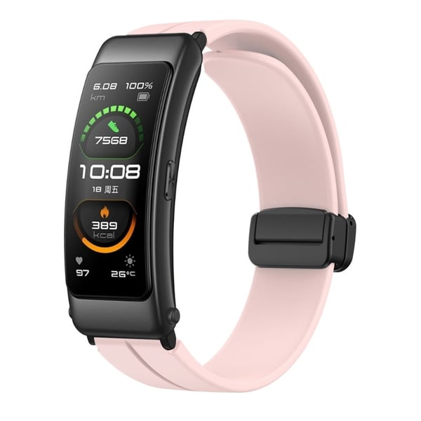 16 mm silikonrem med svart spenne til Keep / Huawei / Timex-klokke - Rosa
