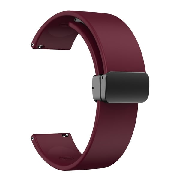 20 mm universellt silikonarmband med vikbart svart spänne - Vinröd
