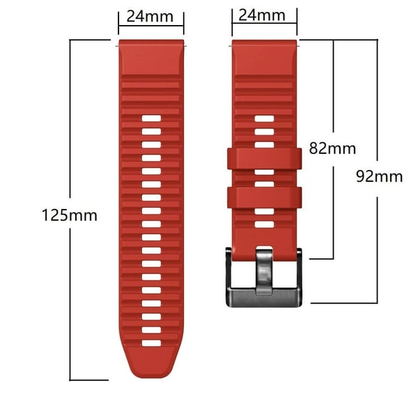 24 mm dobbeltfarvet silikonerem til Suunto- og Fossil-ure - Himmelblå / Sort
