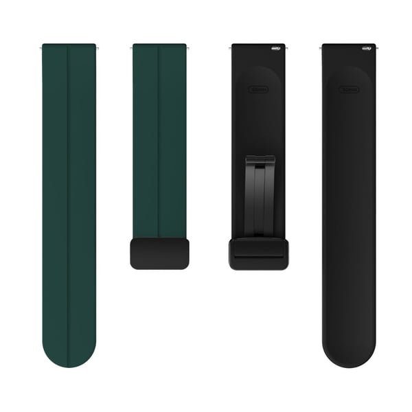 20 mm universal silikonerem i to farver med sort spænde - Sortliggrøn / Sort
