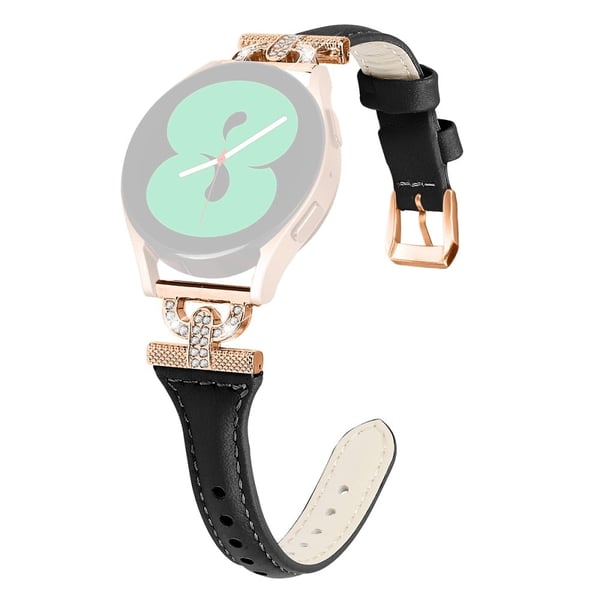 Ekte okseskinnrem med spenne i rosa gull til Samsung Galaxy Watch Active 3 / 2 / 1 - Svart