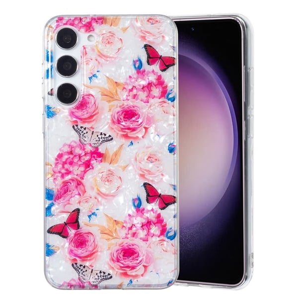 Marble Samsung Galaxy S23 Etui - Farverig Sommerfugl Marble Samsung Galaxy S23 Etui - Farverig Sommerfugl