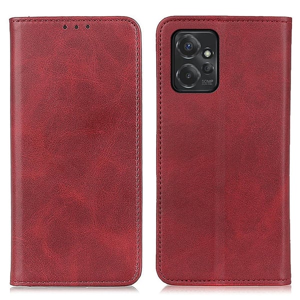 Lompakko-style Aitoa Nahkaa Läppäkotelo For Motorola Moto G Power 5g - Punainen