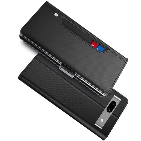 Phone Etui med Make-up Mirror og Slick Design til Google Pixel 7a - Sort