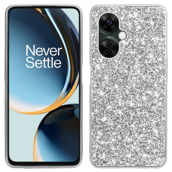 Glitter OnePlus Nord CE 3 skal - Silver/Grå