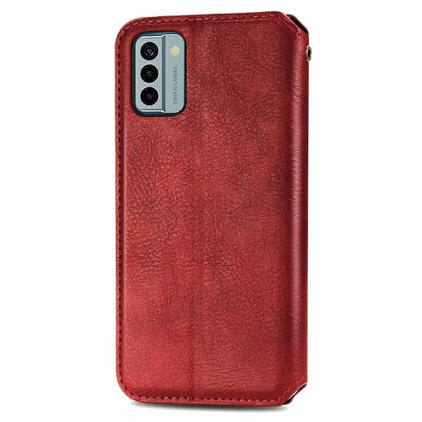 Nahkakotelo With A Stylish Rhombus Imprint For Nokia G22 - Punainen