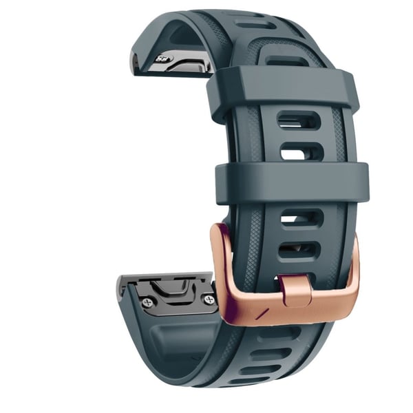 20 mm silikonrem med rosa gullspenne til Garmin-klokke - Marineblå