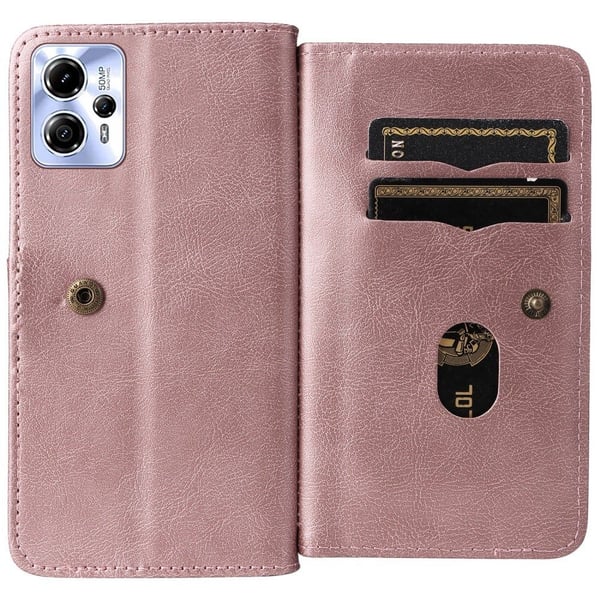 10-slot Lompakko Suojakotelo For Motorola Moto G23 / G53 / G13 - Ruusukulta