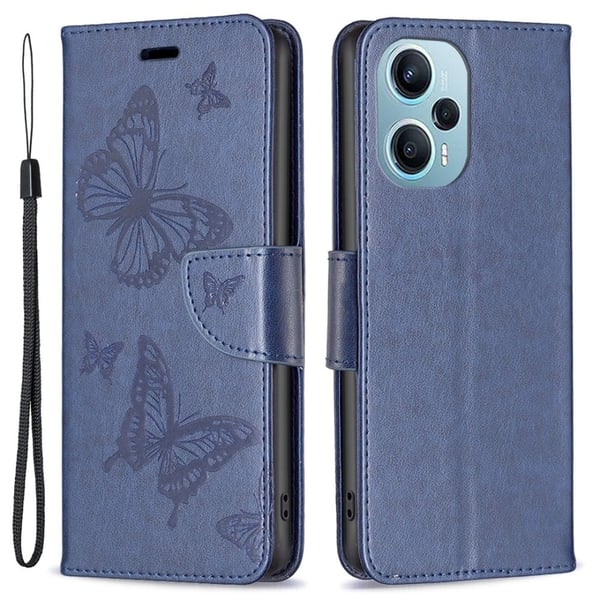 Butterfly Xiaomi Poco F5 / Redmi Note 12 Turbo Flippetui - Blå