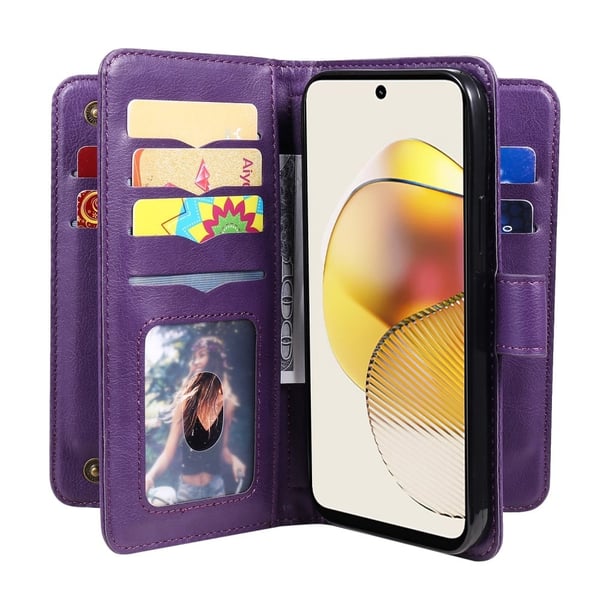 10-slot Lommebok Etui til Motorola Moto G73 - Lilla