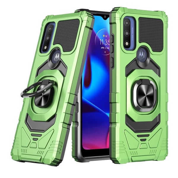 Kestävä kova muovisuojus pehmeällä sisäpuolella ja potkulaudalla Motorola G Pure - Vihreä Kestävä kova muovisuojus pehmeällä sisäpuolella ja potkulaudalla Motorola G Pure - Vihreä