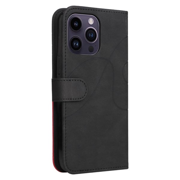Teksturoitu nahkakotelo hihnalla iPhone 15 Pro Max - Musta