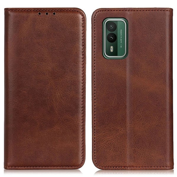 Flip Etui med Pung i Ægte Læder til Nokia Xr21 - Kaffe