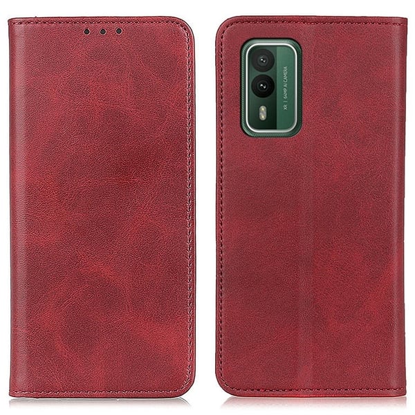Flip Etui med Pung i Ægte Læder til Nokia Xr21 - Rød Flip Etui med Pung i Ægte Læder til Nokia Xr21 - Rød