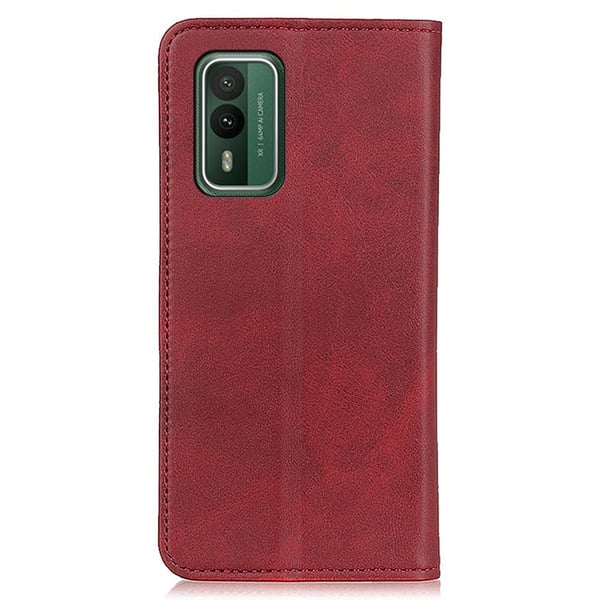Lompakko-style Aitoa Nahkaa Läppäkotelo For Nokia Xr21 - Punainen