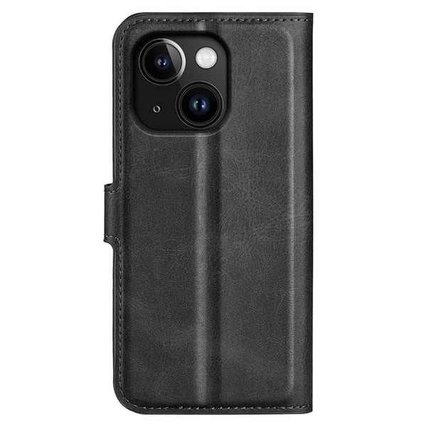 Lompakko Nahkakotelo For iPhone 15 - Musta