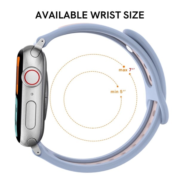 AHASTYLE WA13 Apple Watch Series 8 (41 mm) silikonrem i to farger - Rosa