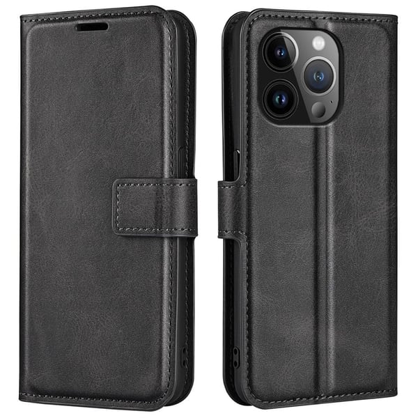 Lompakko Nahkakotelo For iPhone 15 Pro - Musta