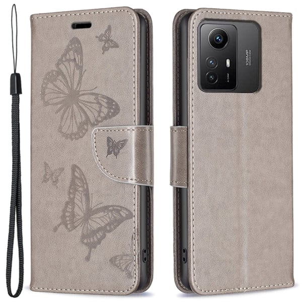 Butterfly Xiaomi Redmi Note 12s Flip Fodral - Grå Butterfly Xiaomi Redmi Note 12s Flip Fodral - Grå