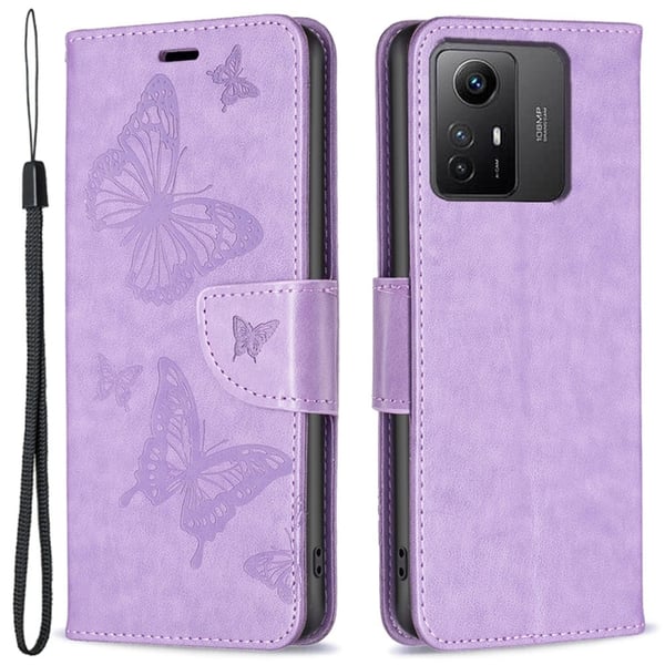 Butterfly Xiaomi Redmi Note 12s Läppäkotelo - Violetti