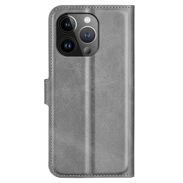 Lompakko Nahkakotelo For iPhone 15 Pro - Harmaa