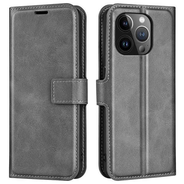 Lompakko Nahkakotelo For iPhone 15 Pro - Harmaa Lompakko Nahkakotelo For iPhone 15 Pro - Harmaa