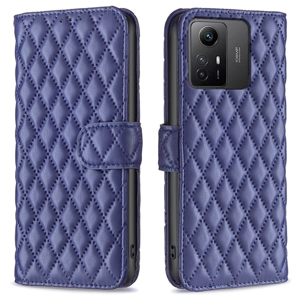 Rhombus mat Xiaomi Redmi Note 12S flip etui - Blå