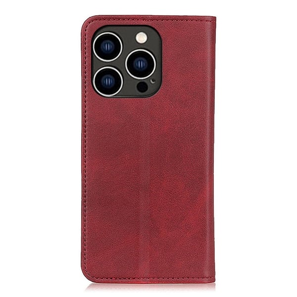 Flip Etui med Pung i Ekte Lær til iPhone 15 Pro Max - Rød