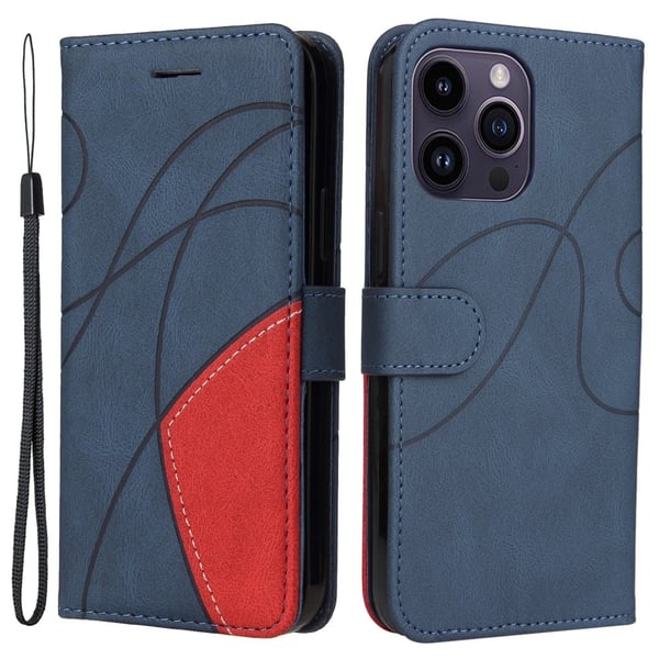 Teksturoitu nahkakotelo hihnalla iPhone 15 Pro Max - Sininen Teksturoitu nahkakotelo hihnalla iPhone 15 Pro Max - Sininen