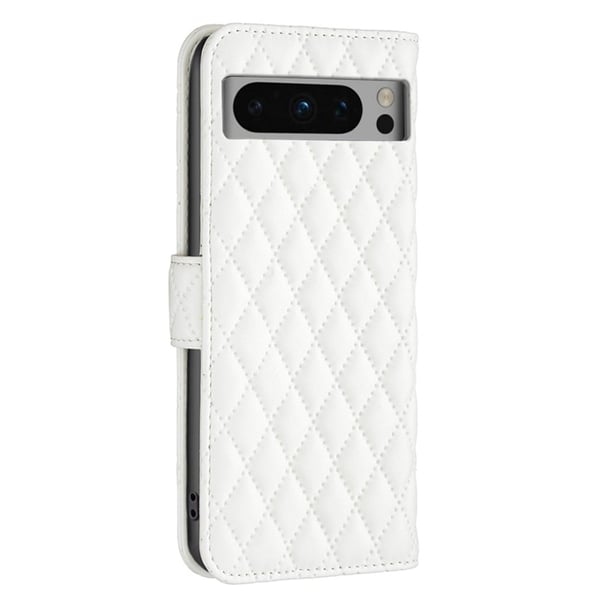 Matt Google Pixel 8 Pro fodral med rombmönster - Vit