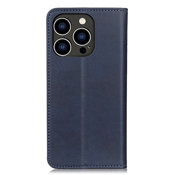 Flip Etui med Pung i Ekte Lær til iPhone 15 Pro Max - Blå