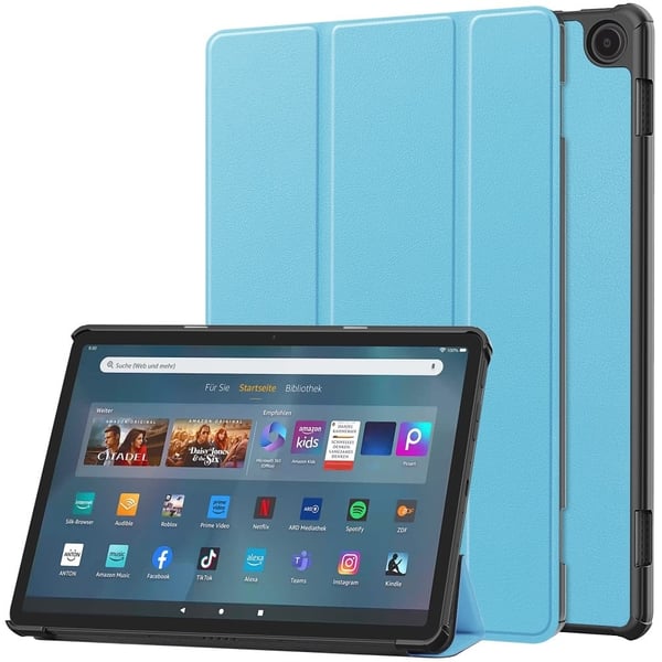 Tri-fold skinnstativveske for Amazon Fire Max 11 - Himmelblå