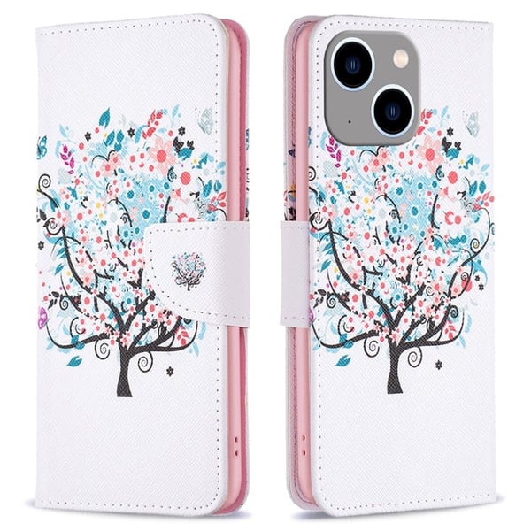 Wonderland iPhone 15 Plus flip etui - Blomstertræ