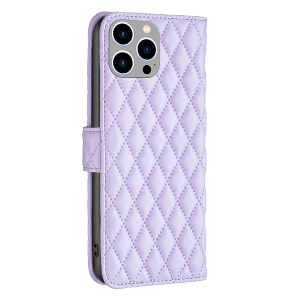 Rhombus mat iPhone 15 Pro flip etui - Lilla