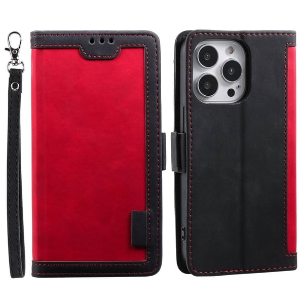 Surburbian iPhone 15 Pro Max læder flip etui - Rød