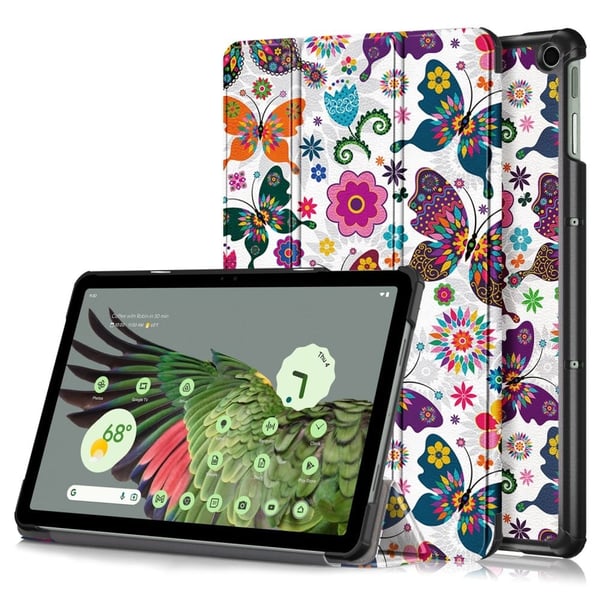 Google Pixel Tablet cool pattern tri-fold læderetui - Sommerfugle