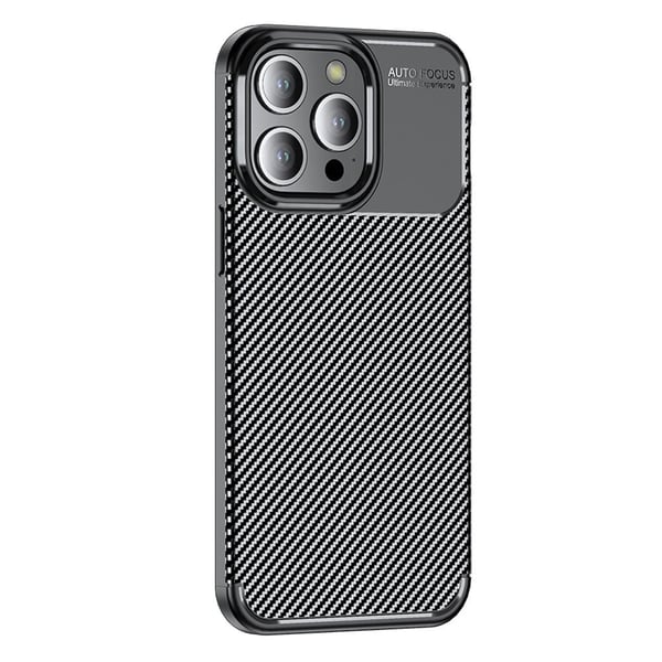 Blødt, fleksibelt telefon cover til iPhone 15 Pro Max, ridsefrit telefon cover med kulfiberstruktur