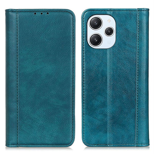 Ekte lærdeksel med magnetisk lukking for Xiaomi Redmi 12 - Grønn Ekte lærdeksel med magnetisk lukking for Xiaomi Redmi 12 - Grønn