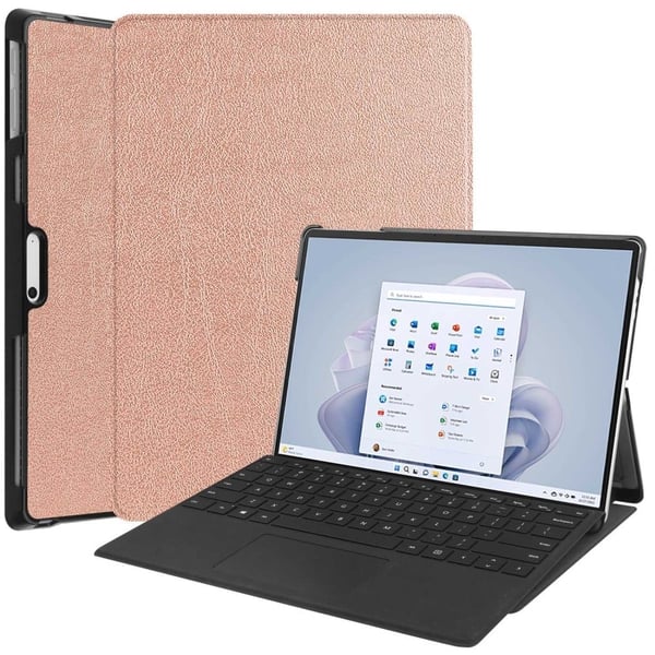 Microsoft Surface Pro 9 enkelt flip-etui i skinn - Rose Gull Microsoft Surface Pro 9 enkelt flip-etui i skinn - Rose Gull