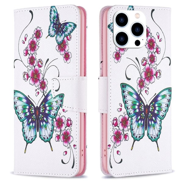Wonderland iPhone 15 Pro Max flip etui - Blomster Og Sommerfugle Wonderland iPhone 15 Pro Max flip etui - Blomster Og Sommerfugle
