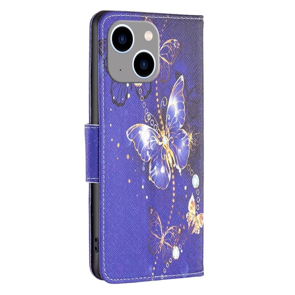 Wonderland iPhone 15 Plus flip etui - Lilla Sommerfugle