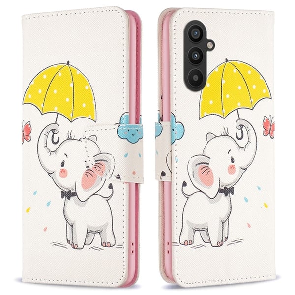 Wonderland Samsung Galaxy A25 Flip Etui - Paraply og Elefant