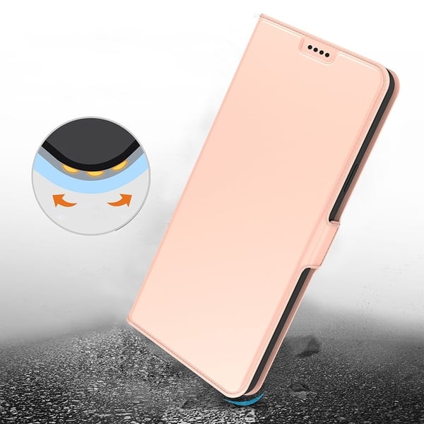 Glatt og tynt premium PU-skinnetui for Samsung Galaxy A42 5G - Rose Gull