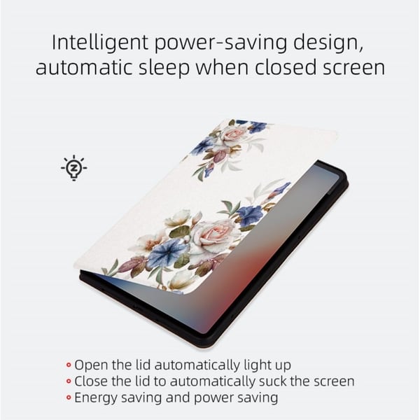 Samsung Galaxy Tab S8 Plus / S7 FE / S7 Plus blomstermønster flip-etui i skinn - Lilla Magnolia