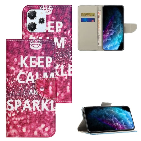 Wonderland Xiaomi Redmi 12 Flippetui - Keep Calm og Sparkle